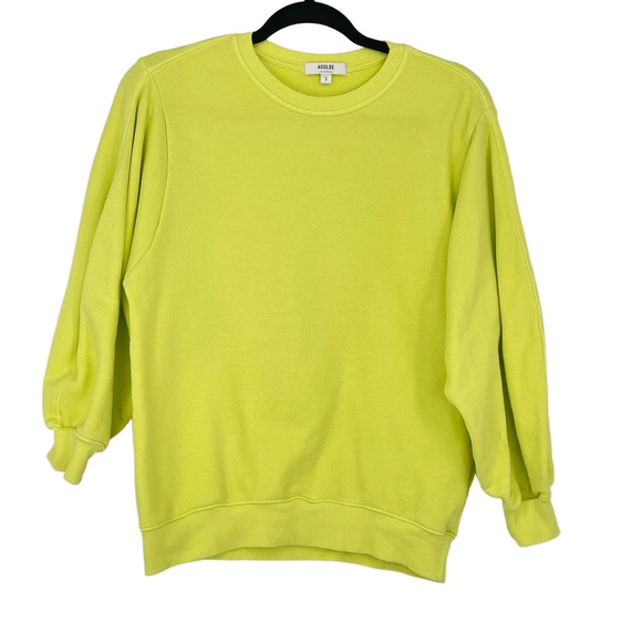 AGOLDE Womens Crew Neck Long Sleeve‎ Vibrant Yellow Normcore Sweatshirt Small - Picture 2 of 10